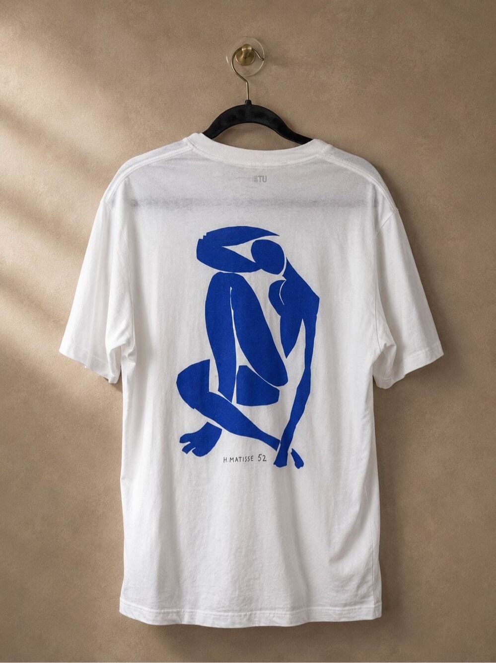 Uniqlo Sz L Henri Matisse UT Graphic T-Shirt White Blue Art Tee Cotton